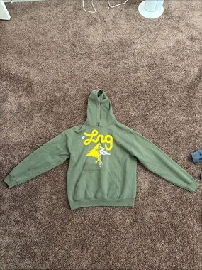 LRG Olive Green Hoodie with Bright Yellow Tree Logo